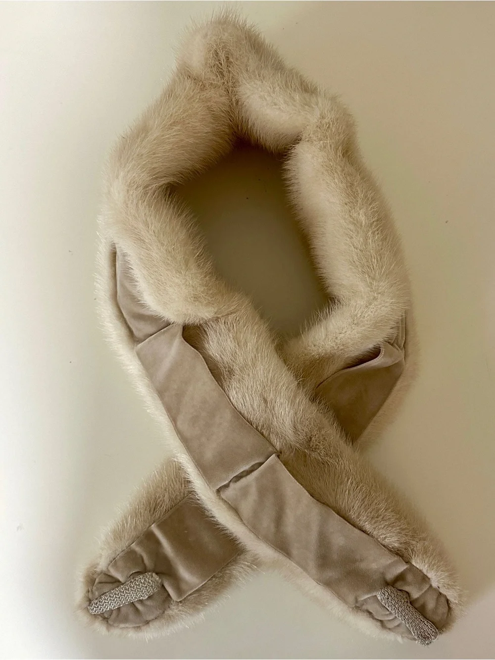 Mink Fur Coat Collar - Cream